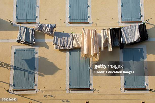 Laundry Hanged Against A Wall, Collobrieres, France