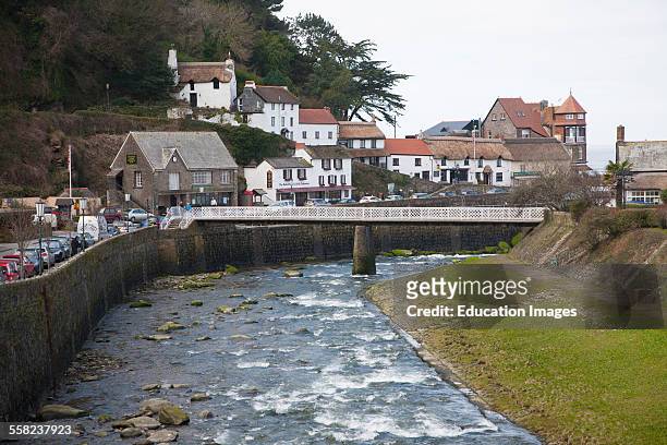 River Lyn and village of Lynmouth, Devon, England