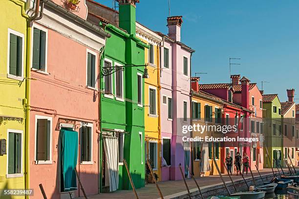 Colourful Houses, Fondamenta di Cao Moleca, Burano, Venice, Veneto, Italy