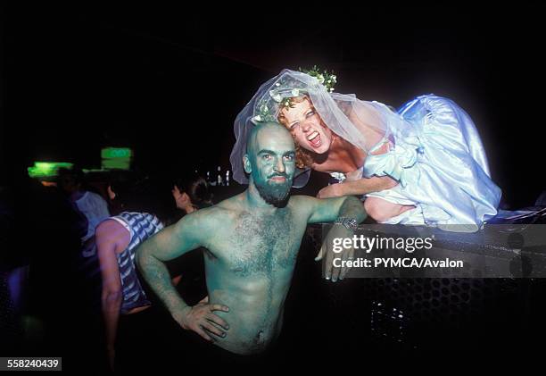 Mike and Claire in fancy dress. Manumission, Ibiza 1999.