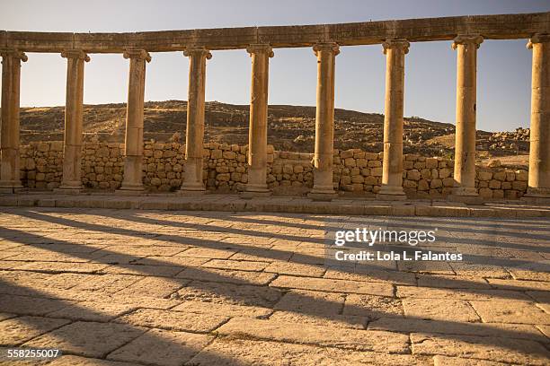 jerash, oval forum detail - ancient greece stock pictures, royalty-free photos & images