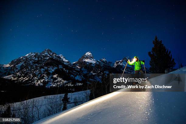midnight ski - wyoming stock pictures, royalty-free photos & images