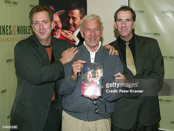Actor Jack Klugman and sons Adam Klugman and David Klugman sign copies of Jack's new book "Tony and Me" at Barnes and Noble on September 29, 2005 in...
