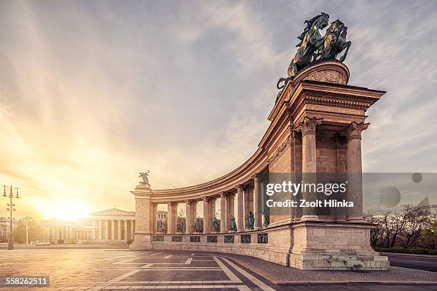 heroe's square budapest - budapest stock pictures, royalty-free photos & images