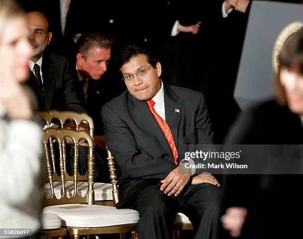 Attorney General Alberto R. Gonzales attends the swearing in ceremony for U.S. Supreme Court Chief Justice John Roberts in the East Room of the White...