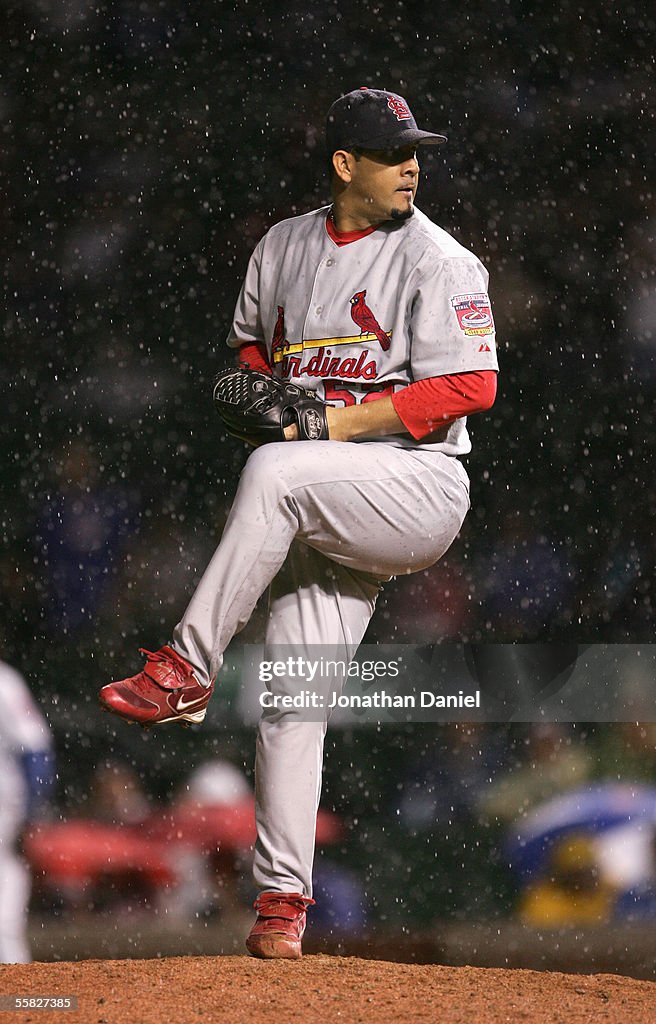 Al Reyes Al Reyes of the St. Louis Cardinals winds up to pitch during the game ...