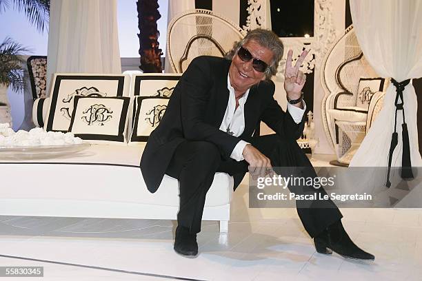 Italian fashion designer Roberto Cavalli attends his show for Spring/Summer 2006 women's collection at Milan's fashion week on September 30, 2005 in...