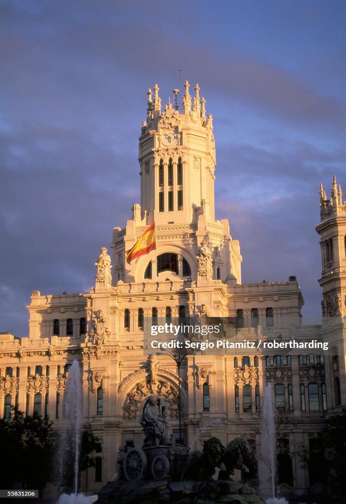 Palacio de Comunicaciones at sunset, Madrid, Spain, Europe