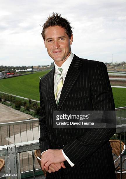 Star and Fashions on the Field ambassador, Trent Croad, poses during the Melbourne Cup Carnival Preview at Flemington October 1, 2005 in Melbourne,...