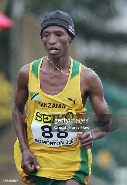 Fabiano Joseph Naasi of Tanzania runs on the final lap in the men's event during the 14th IAAF World Half Marathon Championships at Hawrelak Park on...