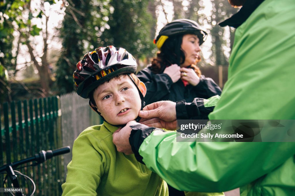 Family going on a bicycle ride