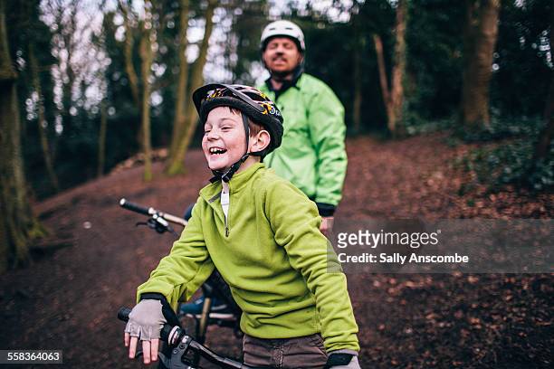Father and son on a bicycle ride together