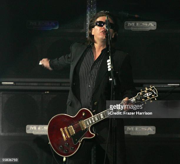 Musician Andy Taylor of Duran Duran performs onstage at the Andre Agassi's 10th Grand Slam for Children show at the MGM Grand Garden Arena on October...