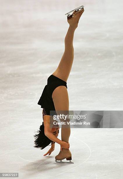 Beatrisa Liang of the USA is seen in action in ladies free skating competition during the 37th Nebelhorn Trophy at the Ice Sports Centre on October...