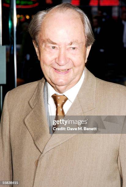 Peter Sallis arrives at the UK Charity premiere of animated film "Wallace & Gromit: The Curse Of The Were-Rabbit" at the Odeon West End on October 2,...