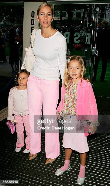 Presenter Tania Bryer and her daughters Natasha and Francesca arrive at the UK Charity premiere of animated film "Wallace & Gromit: The Curse Of The...