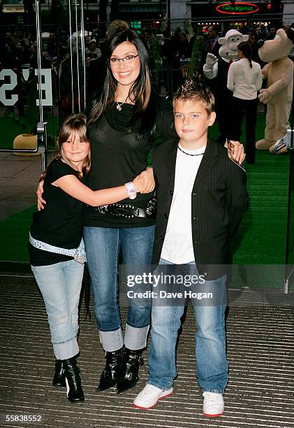 Former Hear'Say singer Kym Marsh and her children Emily and David arrive at the UK Charity premiere of animated film "Wallace & Gromit: The Curse Of...