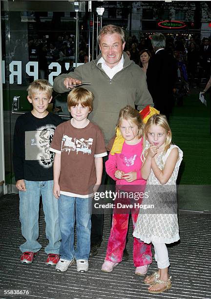 Comedian Harry Enfield and his children arrive at the UK Charity premiere of animated film "Wallace & Gromit: The Curse Of The Were-Rabbit" at the...