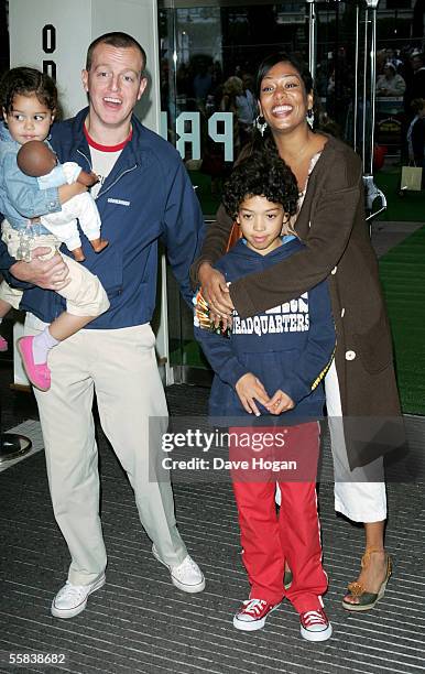 Presenter Lisa I'Anson and her family arrive at the UK Charity premiere of animated film "Wallace & Gromit: The Curse Of The Were-Rabbit" at the...