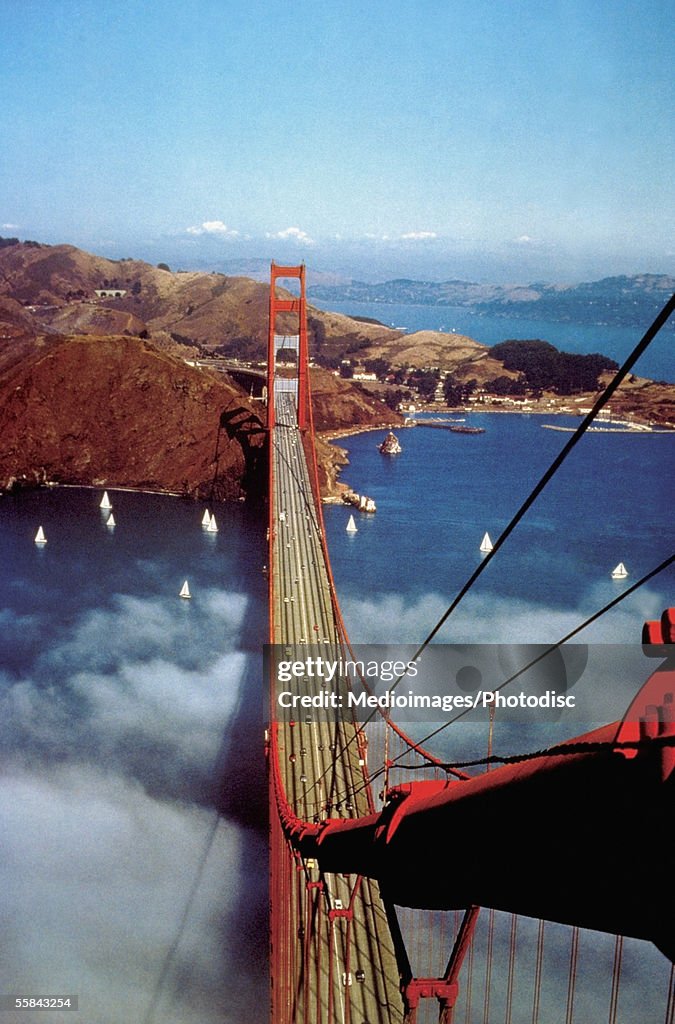 Aerial view of Golden Gate Bridge, San Francisco, California, USA