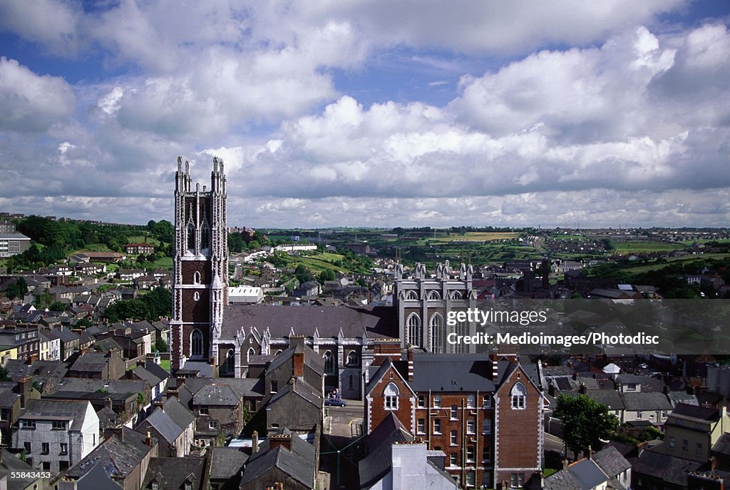 High angle view of buildings in a city, Cobh, County Cork, Ireland