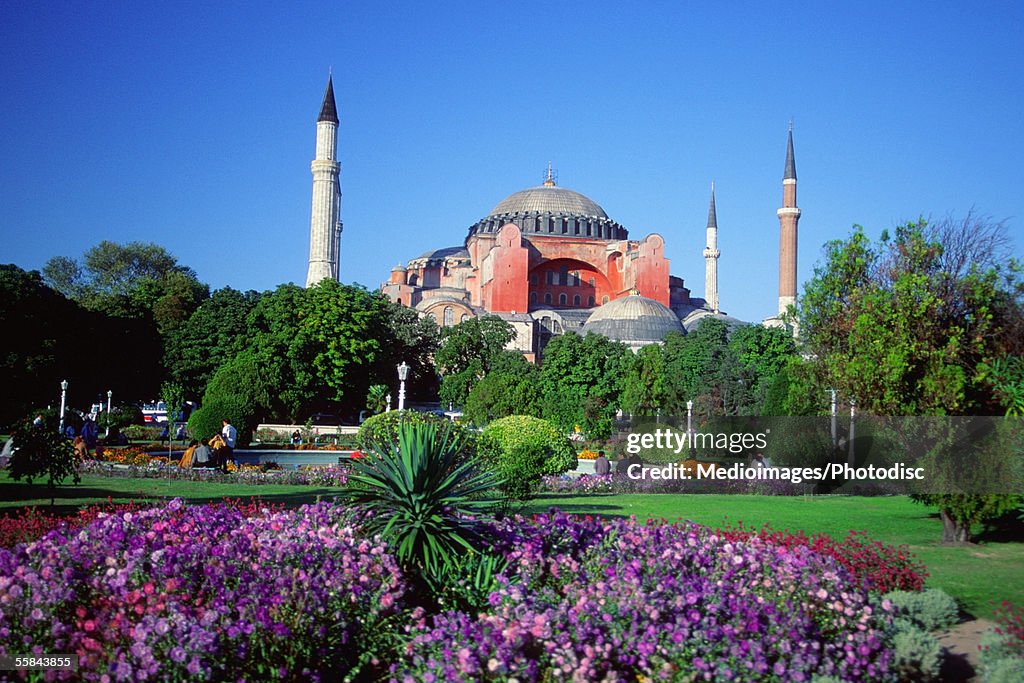 Garden in front of the Haghia Sophia Mosque, Istanbul, Turkey