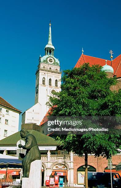 low angle view of old city hall, viktualienmarkt, munich, germany - viktualienmarkt stock pictures, royalty-free photos & images