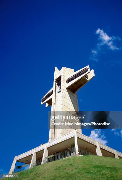 low angle view of el vigia cross, ponce, puerto rico, caribbean - ponce stock pictures, royalty-free photos & images