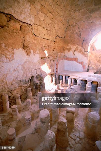 israel, masada, interior of a ruined bathroom - masada stock pictures, royalty-free photos & images