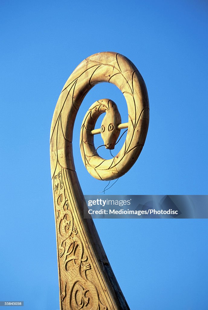 Close-up of the bow of a Viking ship, Oslo, Norway