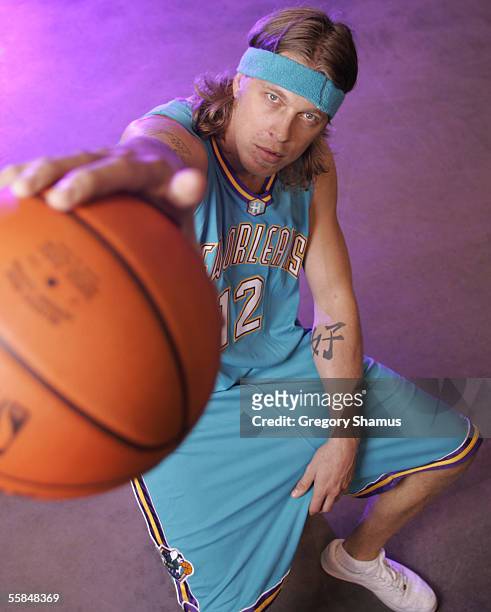Chris Andersen of the New Orleans/Oklahoma City Hornets poses for photos during NBA Media day at the Ford Center October 3, 2005 in Oklahoma City,...