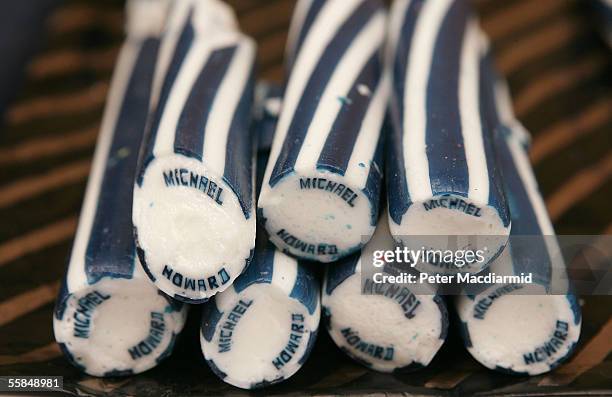 Traditional seaside sticks of rock bearing the name of Conservative Party Leader Michael Howard are seen for sale on October 4, 2005 in Blackpool,...