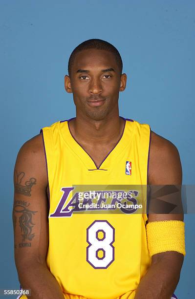 Kobe Bryant of the Los Angeles Lakers poses for a headshot portrait during 2005 NBA Media Day October 3, 2005 at the Los Angeles Lakers Training...