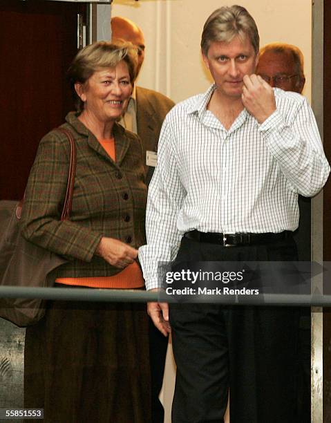 Queen Paola and Crown Prince Philippe of Belgium leave the Erasmus Hospital having visited Crown Princess Mathilde, who gave birth to a baby boy...