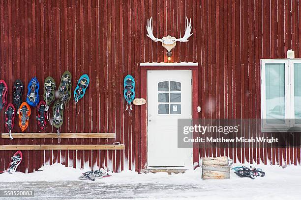 a swedish hostel above the arctic circle - doors of the 21st century ストックフォトと画像