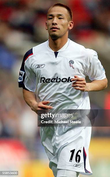 Hidetoshi Nakata of Bolton Wanderers in action during the Barclays Premiership match between Bolton Wanderers and Portsmouth at the Reebok Stadium on...