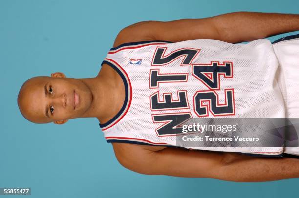 Richard Jefferson of the New Jersey Nets poses during the Nets Media Day on October 3, 2005 in East Rutherford, New Jersey. NOTE TO USER: User...