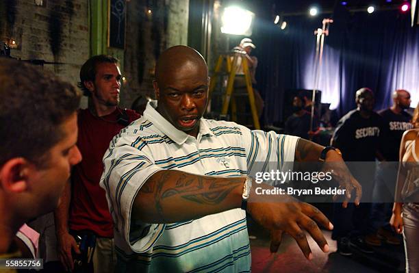 Director J. Jess appears on set during the filming of Redman's new music video "Rush The Security" from his album "Red Gone Wild" August 21, 2005 in...