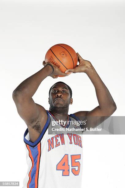 Jackie Butler of the New York Knicks poses for a portrait during Knicks Media Day on October 3, 2005 at the Knicks practice facility in Tarrytown,...