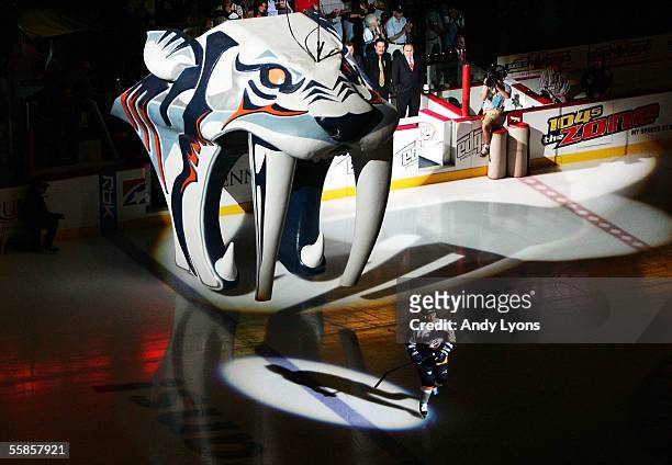 Paul Kariya of the Nashville Predators skates on the ice before the start of the NHL game against the San Jose Sharks at the Gaylord Entertainment...