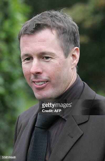 Hereford, UNITED KINGDOM: British rally driver Colin McRae arrives for the funeral of rally co-driver Michael Park at Bartholomew's Church in...