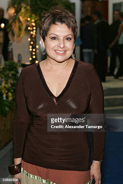 Maria Antonietta Collins poses at Bongos Cuban Cafe for the House King magazine premier party on October 5, 2005 in Miami, Florida.