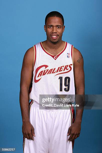 Damon Jones of the Cleveland Cavaliers poses for a head shot during Cavs media day at Gund Arena on October 3, 2005 in Cleveland, Ohio. NOTE TO USER:...