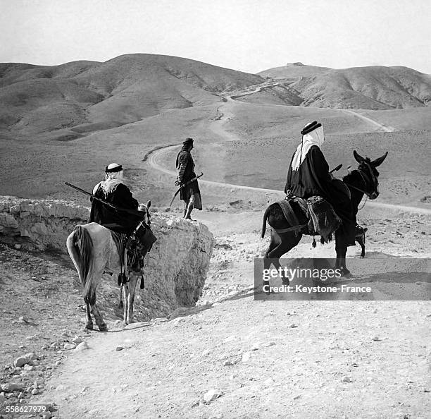Ancienne route de Jericho encore empruntee par des cavaliers solitaires et des bandits de grand chemin et figurant dans l'une des paraboles les plus...