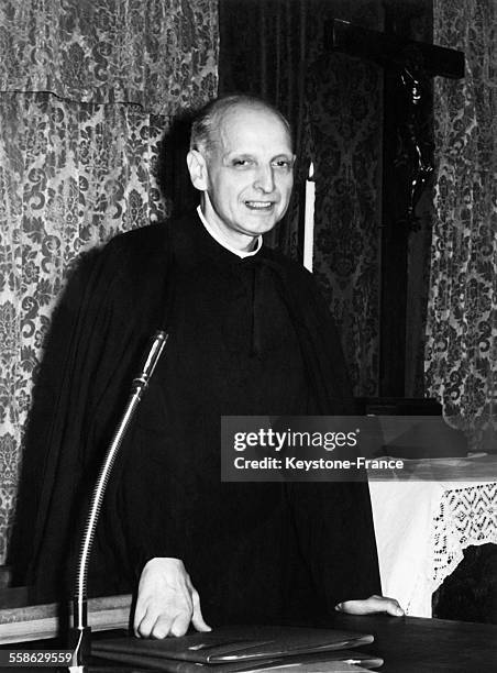 Le Pere Pedro Arrupe a ete elu general des Jesuites par 218 peres representant 36000 membres de l'ordre essaimes dans 90 pays, le 24 mai 1965, a...