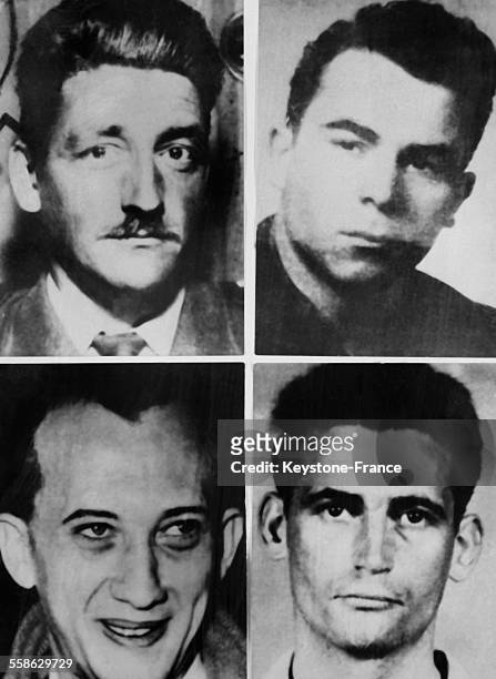 Arrestation des 'conjurés du Mont-Faron' Samuel Lehman, Andre Rossfelder, Jean-Jacques Sussini et Yves Rossignol le 25 mai 1965, France .