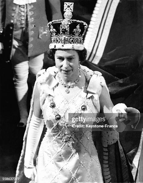 Ceremonie du couronnement de la Reine en l Abbaye de Westminster, le 2 juin 1953 a Londres, Royaume-Uni.