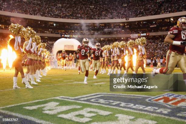 The San Francisco 49ers enter the field before the game against the Arizona Cardinals at Estadio Azteca on October 2, 2005 in Mexico City, Mexico.