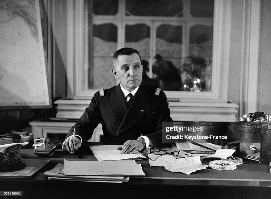 L'Amiral Charles Platon a son bureau, circa 1940 a Vichy ...