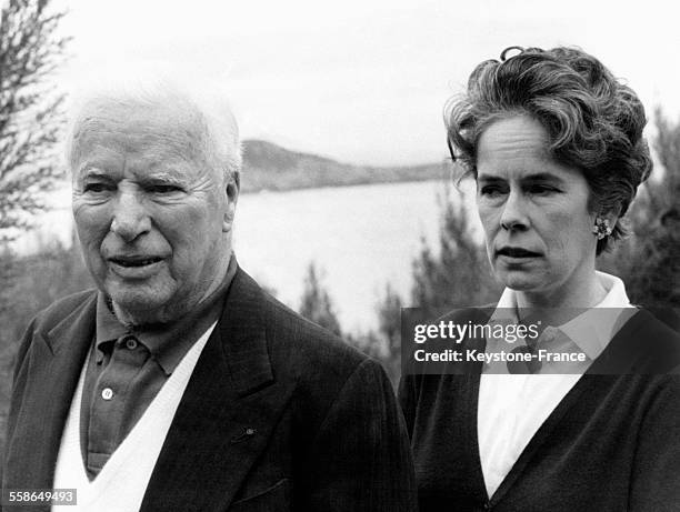 Charlie Chaplin et son épouse Oona O'Neill.